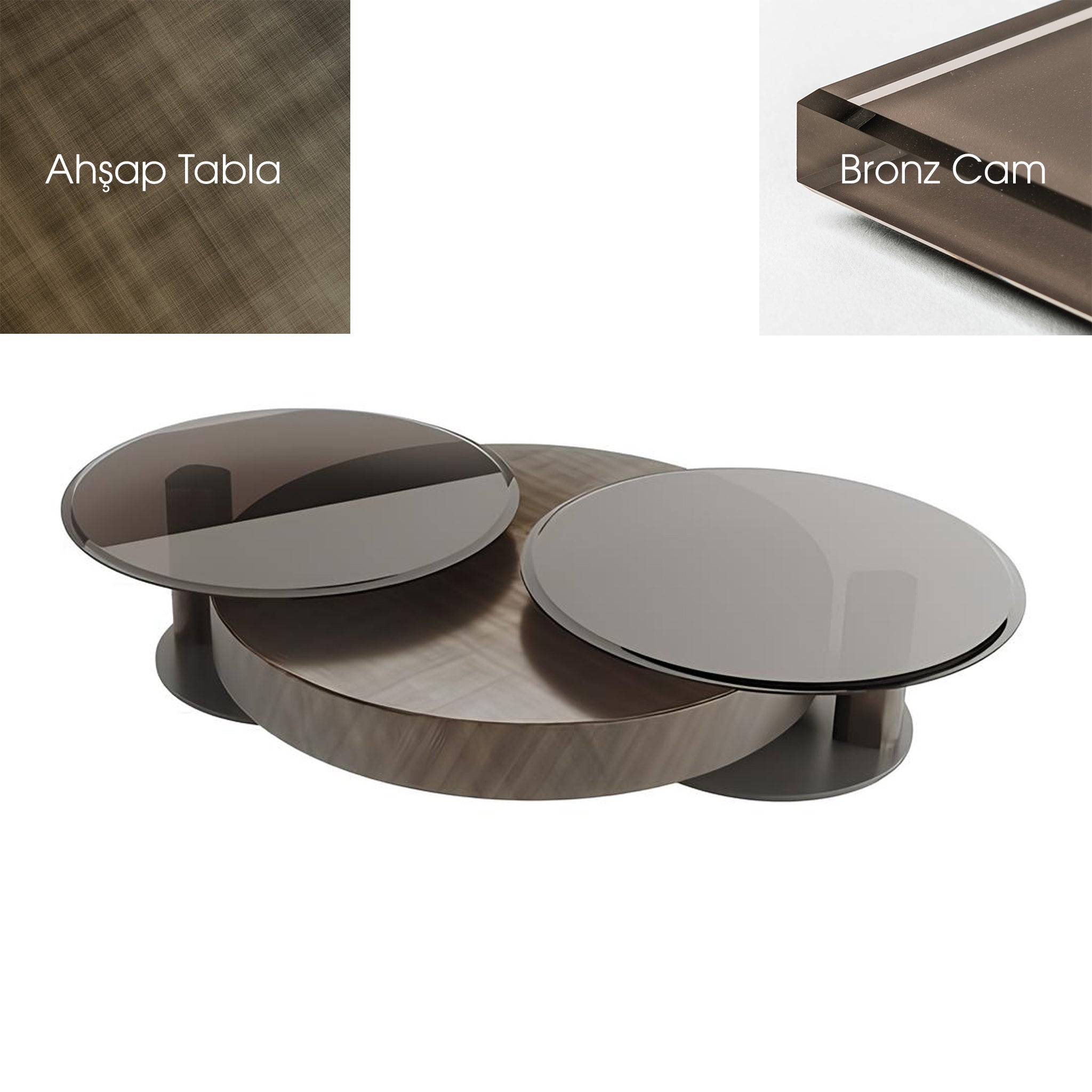 Arena Double Bond Fırça Darbeli Bronz Orta Sehpa