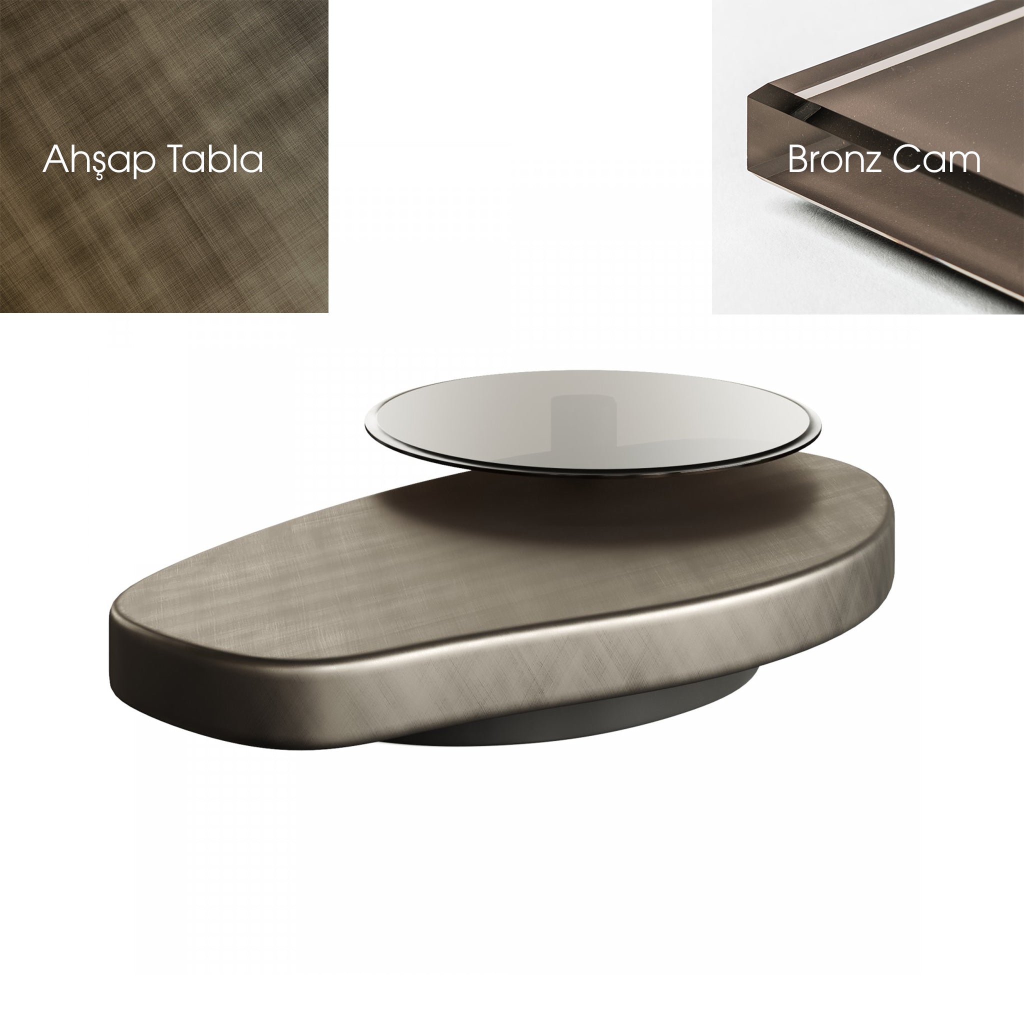 Arena Long Bond Fırça Darbeli Bronz Orta Sehpa