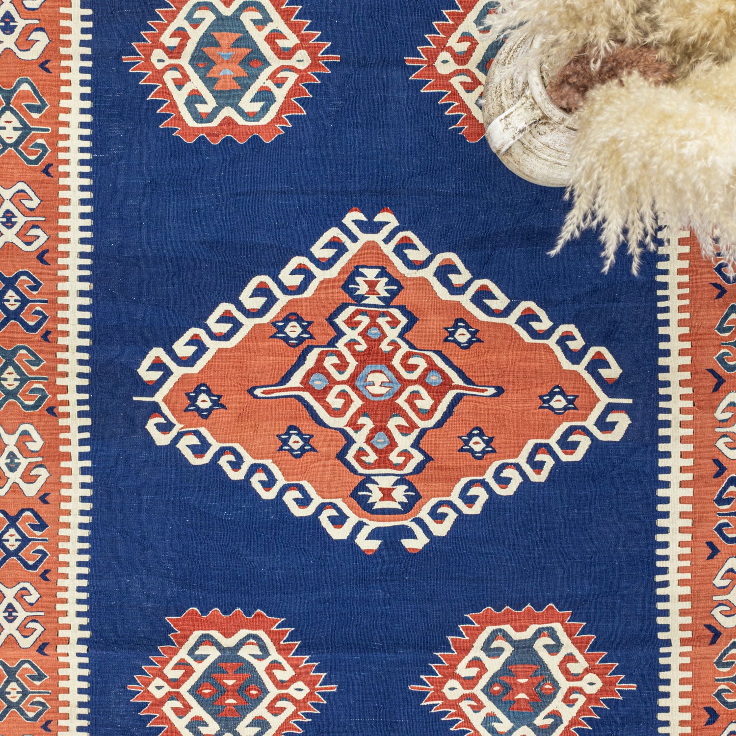 Arsen El Dokuma Mavi Yün Kilim 158X190 Cm