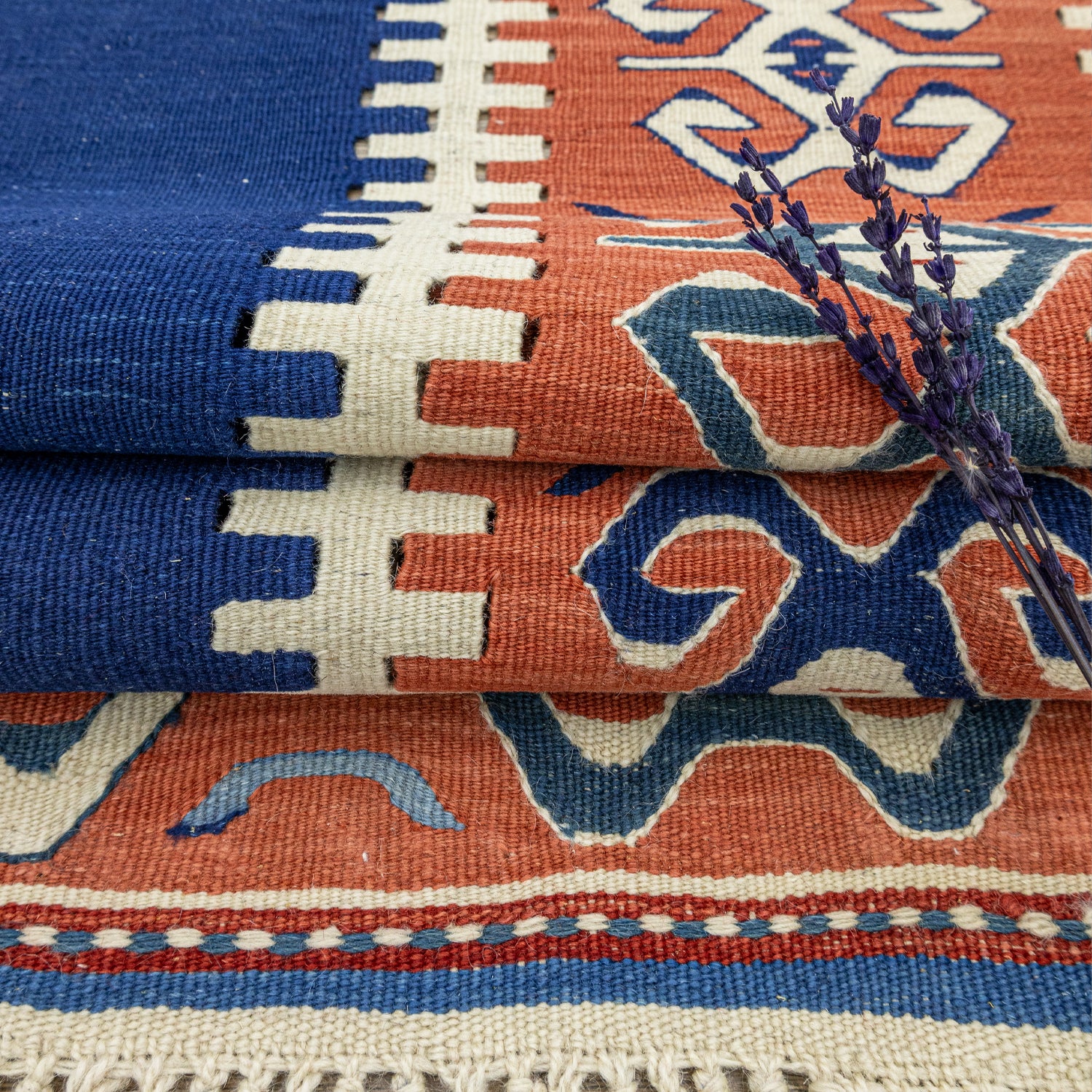 Arsen El Dokuma Mavi Yün Kilim 158X190 Cm