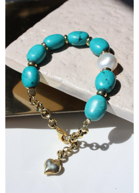 Assora Turkuaz Taşlı Bileklik-Bileklik-Linya Jewellery-NowShopFun
