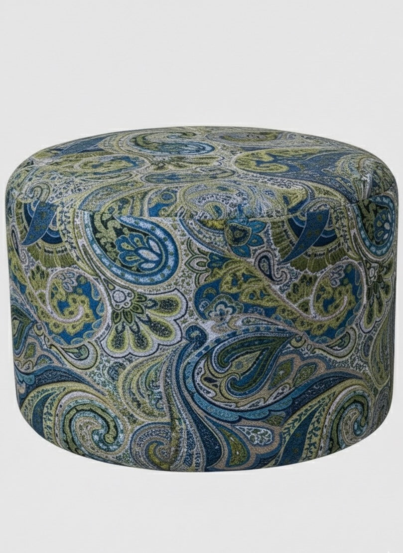 Attis %100 Pamuk Üzeri Taş Baskı Yuvarlak Puf