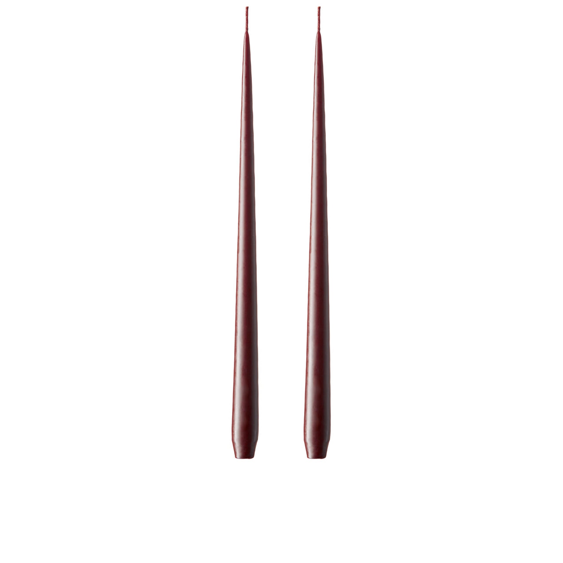 Aubergine Kokusuz 2'Li Uzun Konik Mum 42 Cm