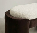Aura Kırık Beyaz Bukle Kahverengi Kadife Bench-Bank-Cipretti-NowShopFun