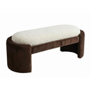 Aura Kırık Beyaz Bukle Kahverengi Kadife Bench-Bank-Cipretti-NowShopFun