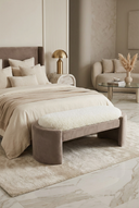 Aura Kırık Beyaz Bukle Vizon Kadife Bench-Bank-Cipretti-NowShopFun