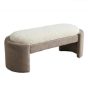 Aura Kırık Beyaz Bukle Vizon Kadife Bench-Bank-Cipretti-NowShopFun