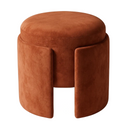 Aura Yuvarlak Terracota Kadife Puf
