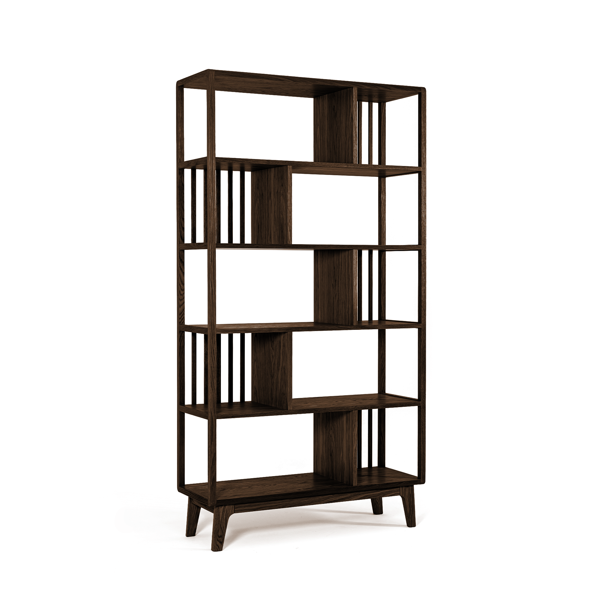 Avila Çıtalı Kitaplık Koyu Meşe