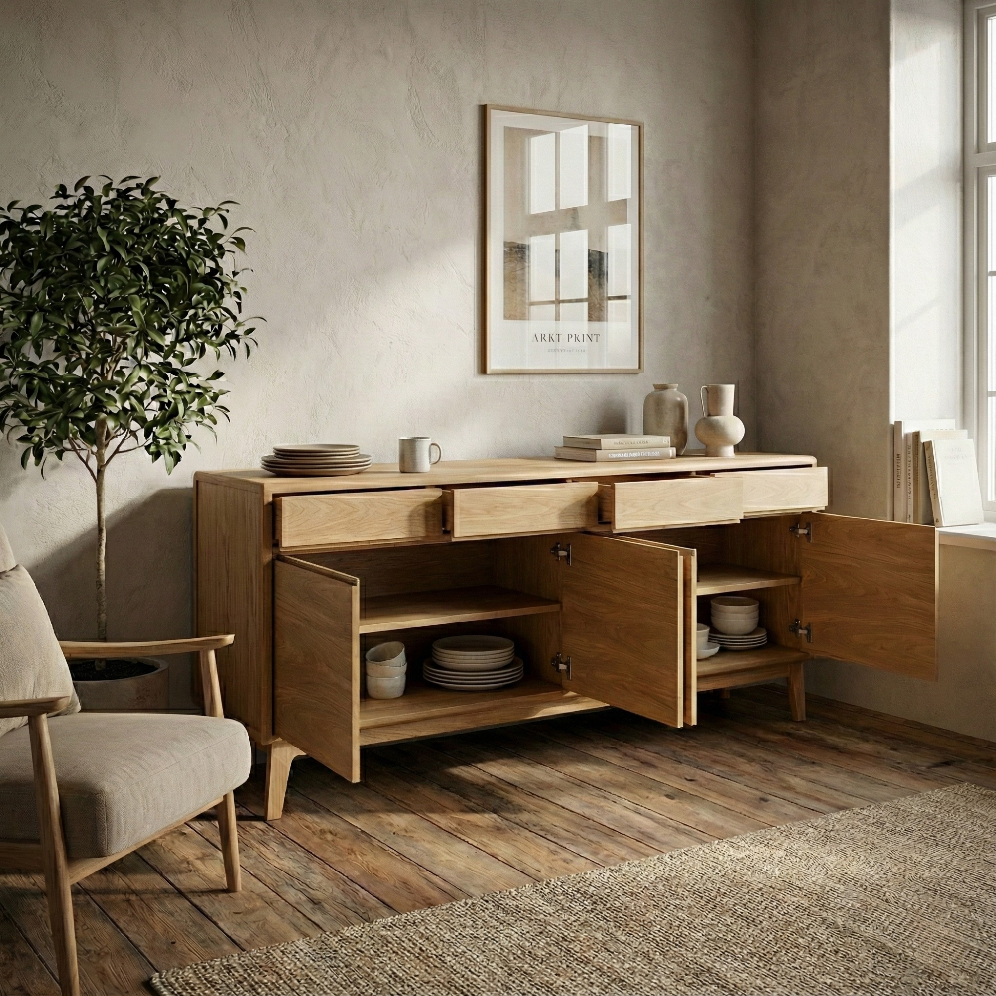 Avila Geniş Konsol Natürel Meşe