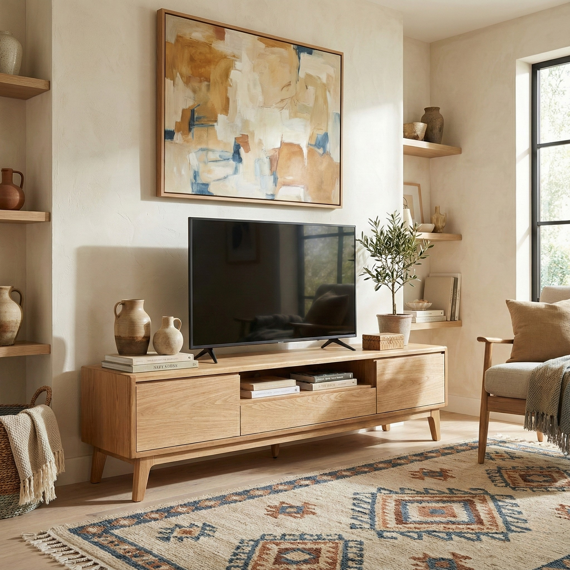 Avila Tv Ünitesi - 180 Cm | Natürel Meşe