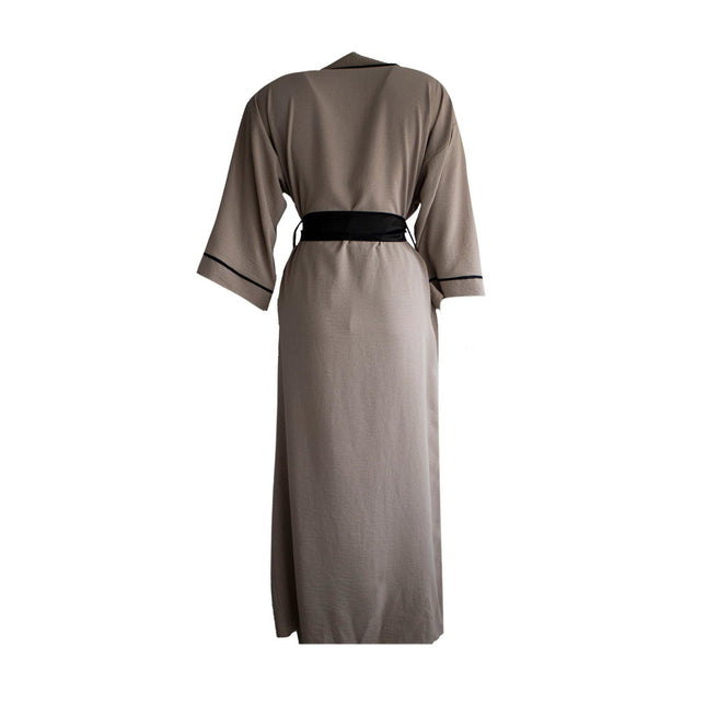 Ayrobin Kumaş Siyah Biyeli Düz Kol Kimono Sabahlık-Mita Concept-nowshopfun
