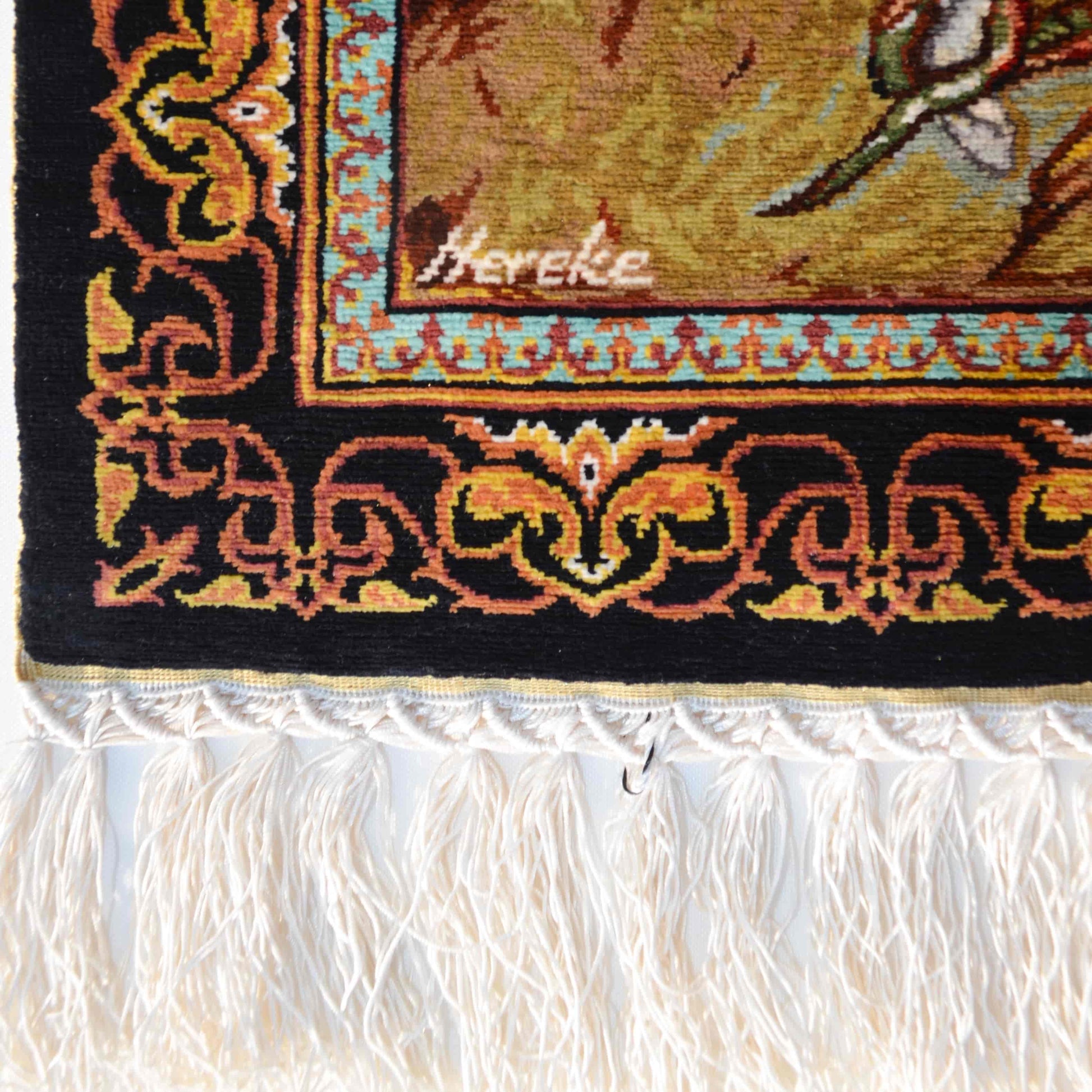 Aziz Yorgi ve Ejdarha Desenli Saf İpek El Dokuma Duvar Halısı (38x38 cm)