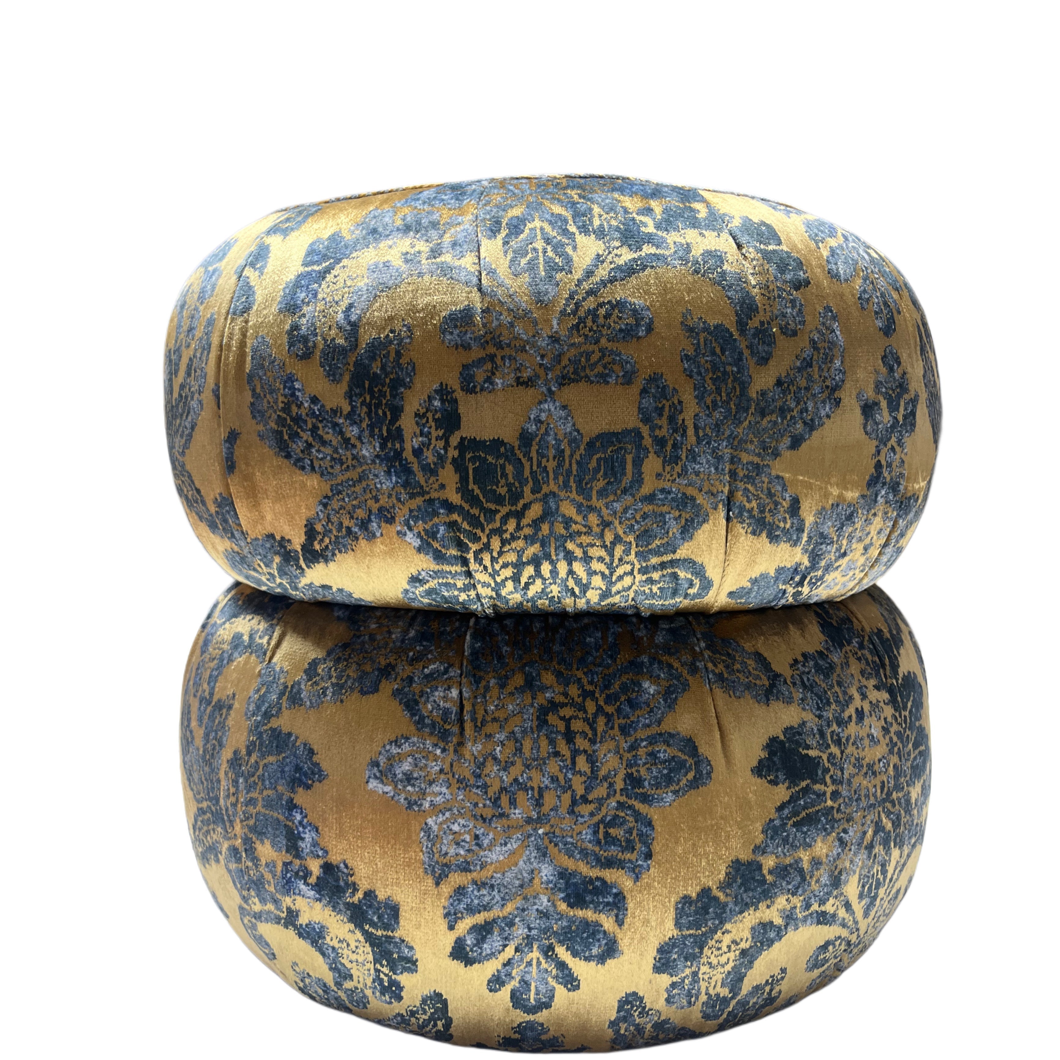 Safir, Osmanlı Motifli  Lüks Dokulu Puf/Yan Sehpa-Gold