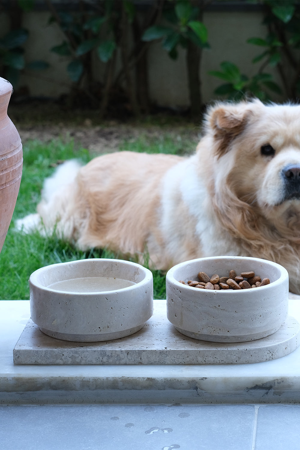 Traverten Kedi/Köpek Mama Ve Su Kabı
