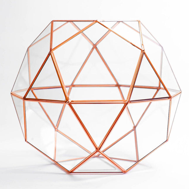 Bakır Rose Kapaklı Geometrik Teraryum Cam Fanus-El Crea Designs-nowshopfun