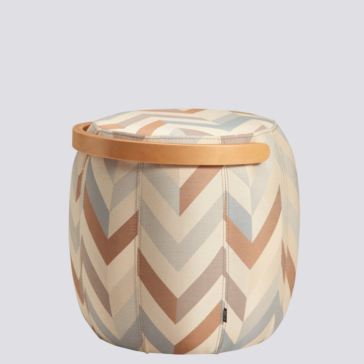 Bakraç Puf - Açık Mavi Zigzag Naturel