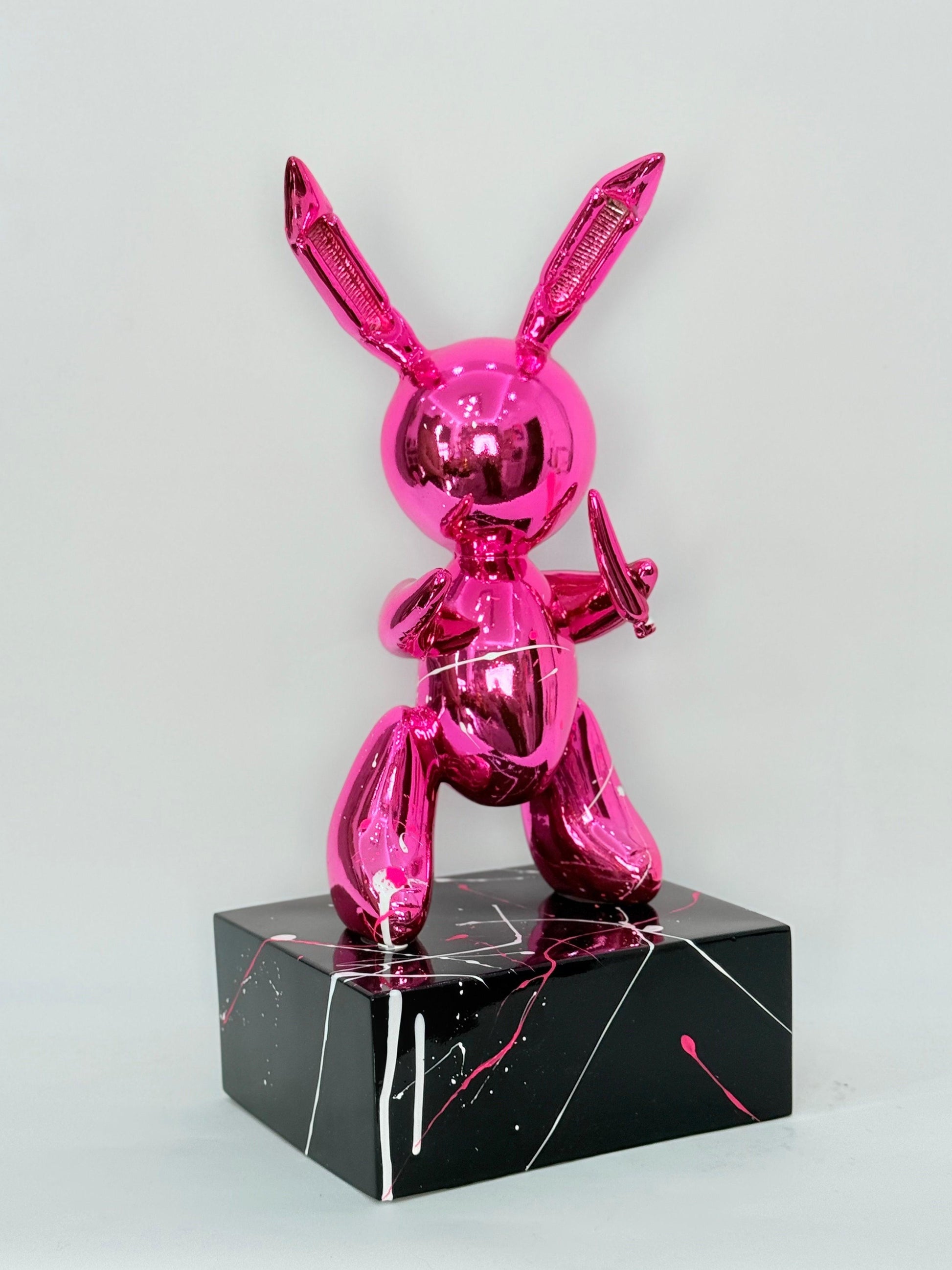 Balon Tavşan Heykeli | Pembe Krom Kaplama Pop Art Dekorasyon-Heykel-And Iconic Art Store-NowShopFun