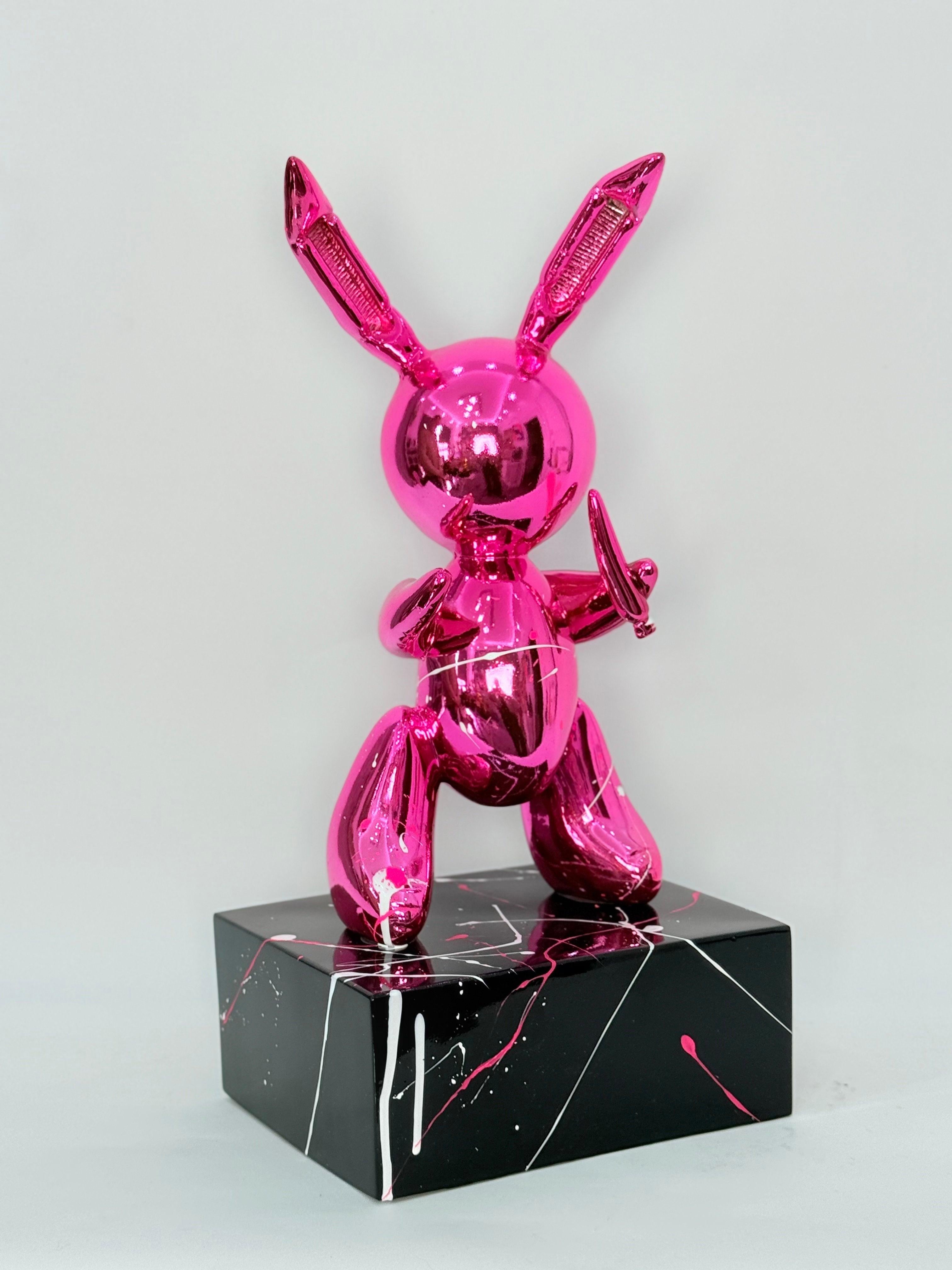 Balon Tavşan Heykeli | Pembe Krom Kaplama Pop Art Dekorasyon-Heykel-And Iconic Art Store-NowShopFun