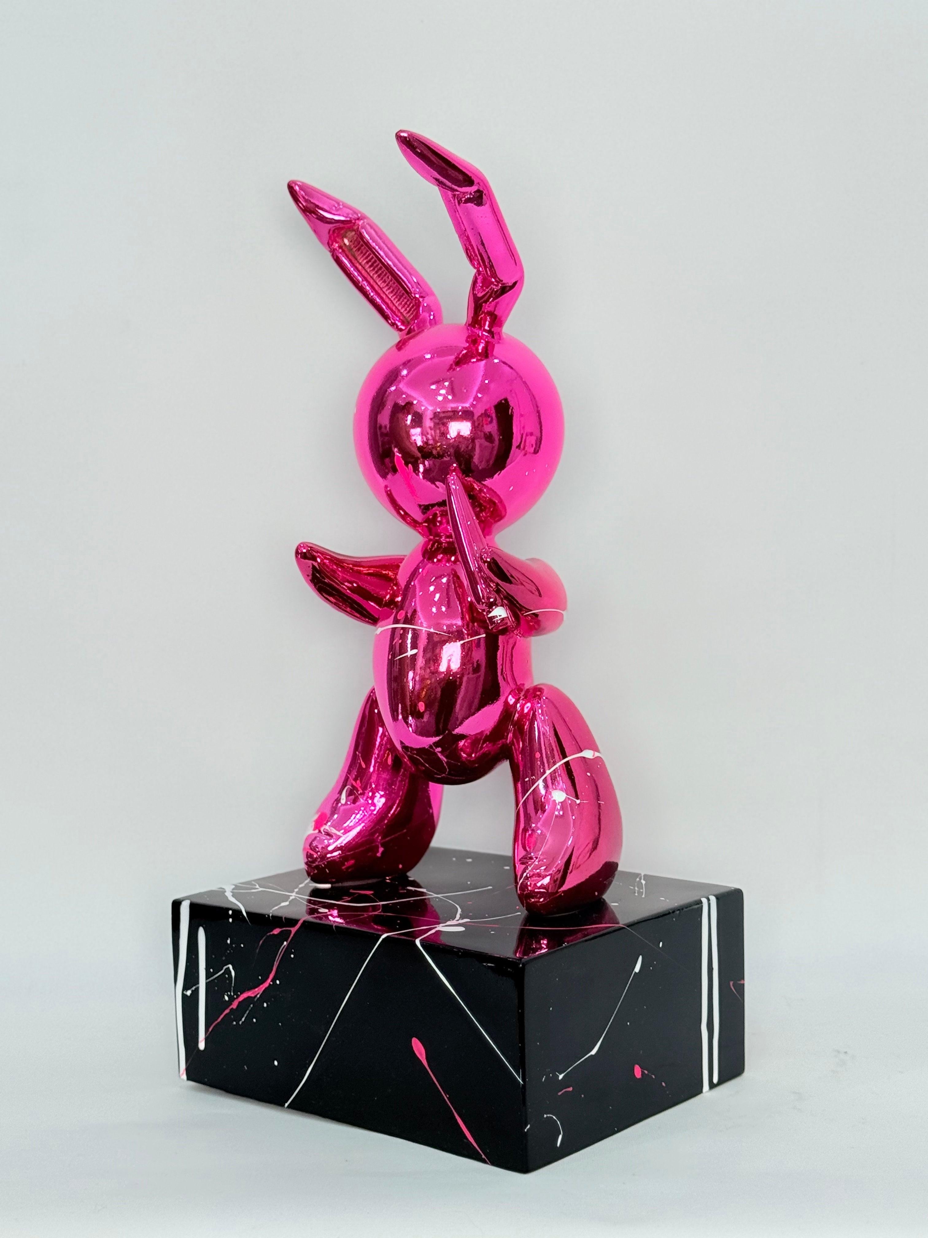 Balon Tavşan Heykeli | Pembe Krom Kaplama Pop Art Dekorasyon-Heykel-And Iconic Art Store-NowShopFun