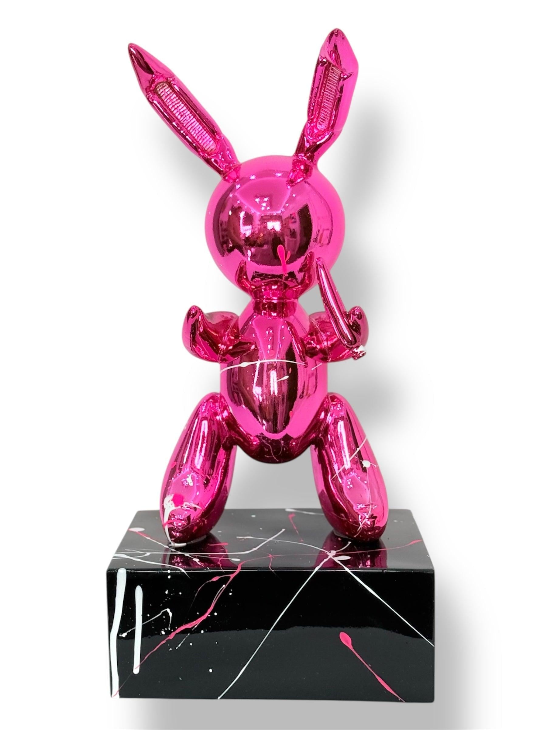 Balon Tavşan Heykeli | Pembe Krom Kaplama Pop Art Dekorasyon-Heykel-And Iconic Art Store-NowShopFun