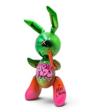 Balon Tavşan Heykeli | Yeşil Pembe Degrade BABY Graffiti Pop Art | Koleksiyon Figürü