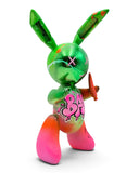 Balon Tavşan Heykeli | Yeşil Pembe Degrade BABY Graffiti Pop Art | Koleksiyon Figürü