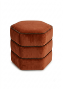 Balvaro Terracotta Kahverengi Kadife Biyeli Altıgen Puf