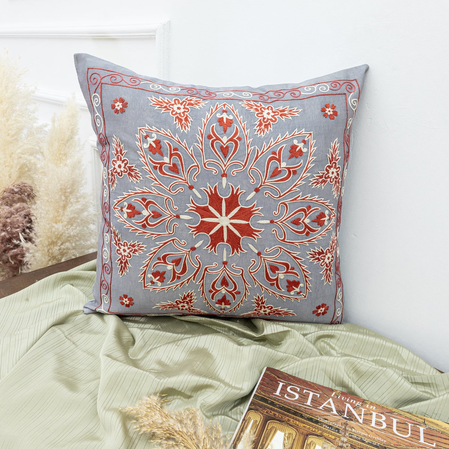 Barak El Yapımı Suzani Kırlent 50x50 cm-Yastık & Kırlent-Soho Antiq-NowShopFun