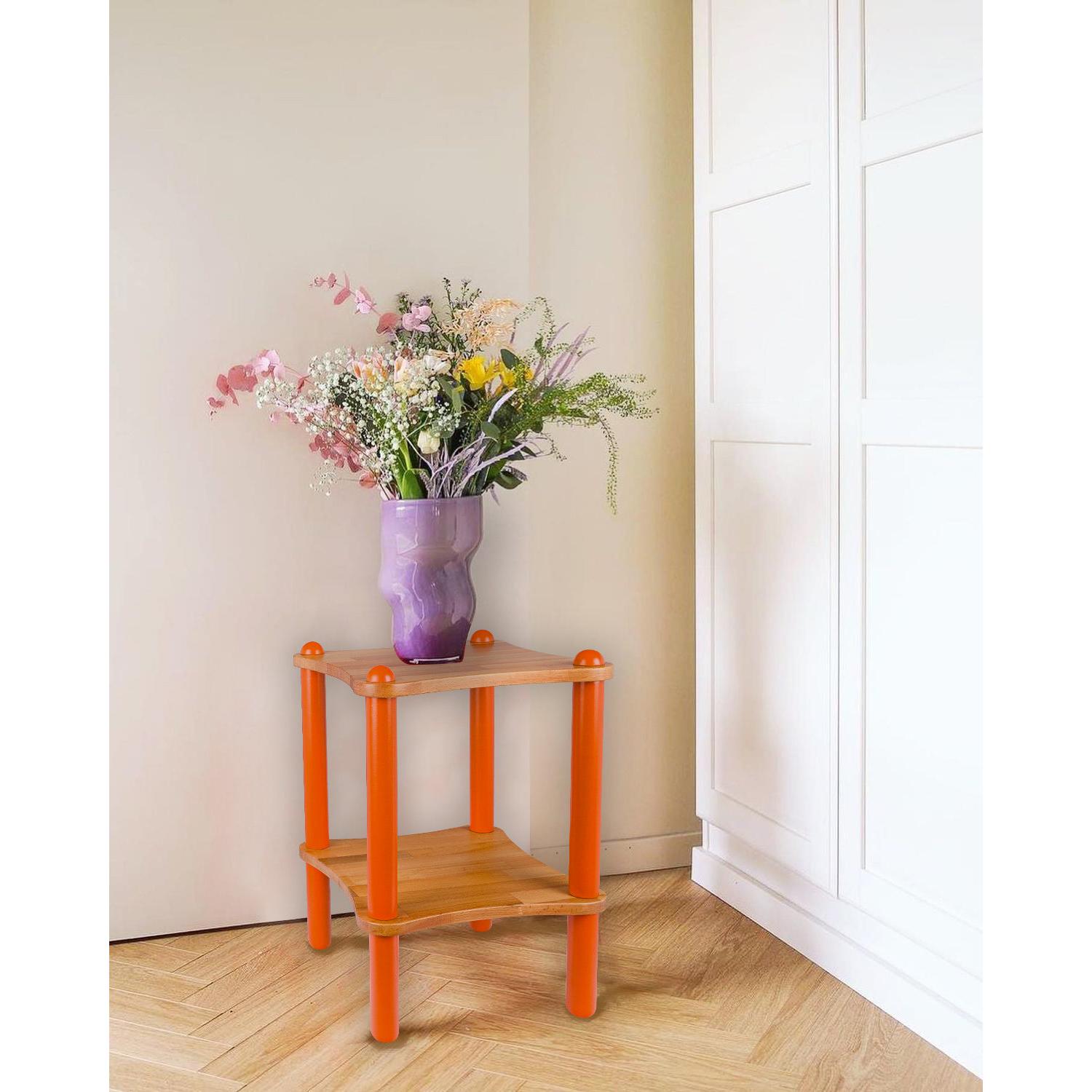 Basic Ahşap Ve Renkli Demonte Yan Sehpa