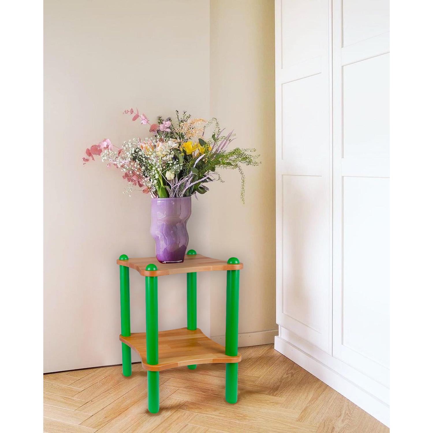 Basic Ahşap Ve Renkli Demonte Yan Sehpa