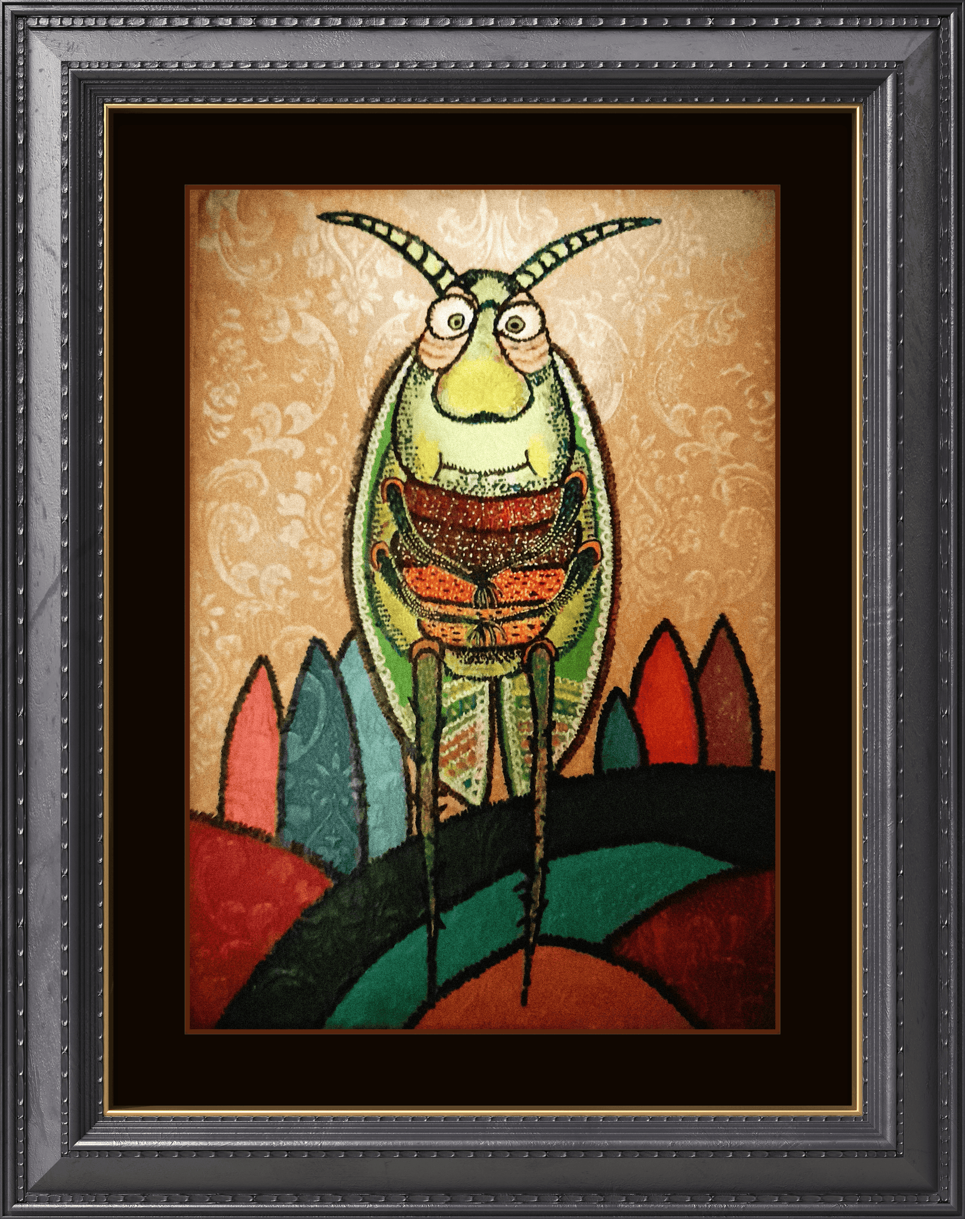 Bay Çekirge Tablo El Yapımı Ahşap Üzerine Akrilik Duvar Dekoru