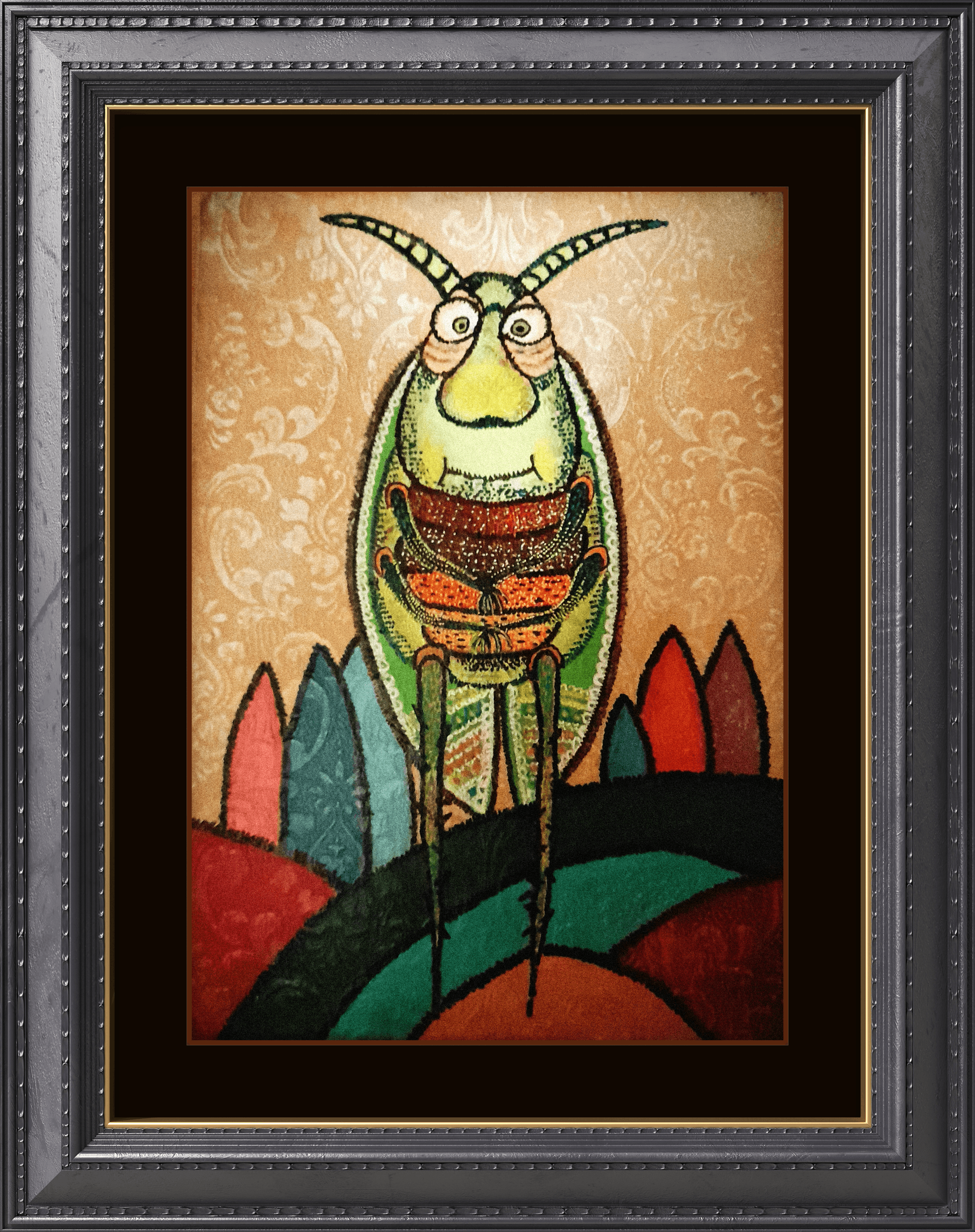 Bay Çekirge Tablo El Yapımı Ahşap Üzerine Akrilik Duvar Dekoru