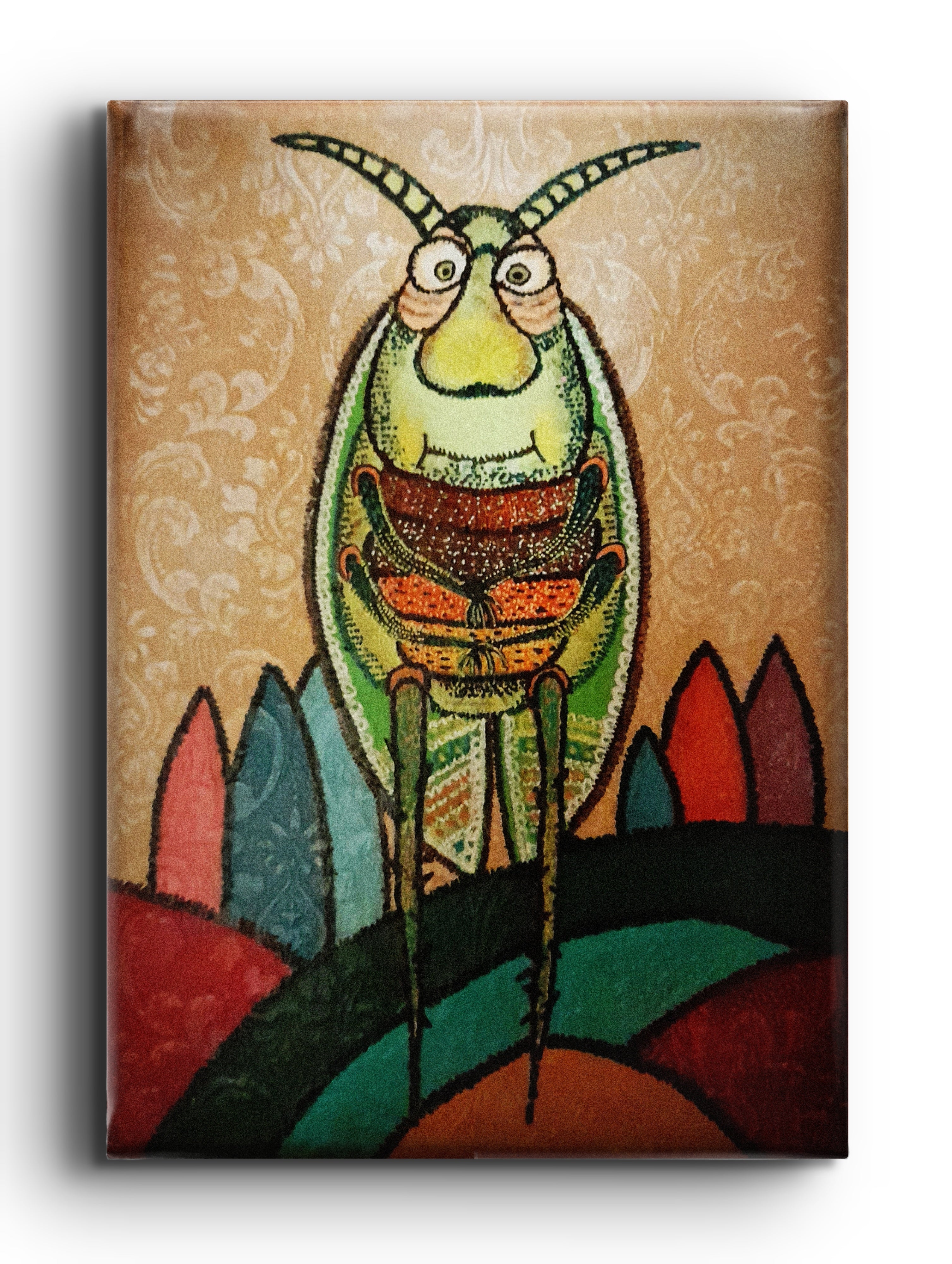 Bay Çekirge Tablo El Yapımı Ahşap Üzerine Akrilik Duvar Dekoru