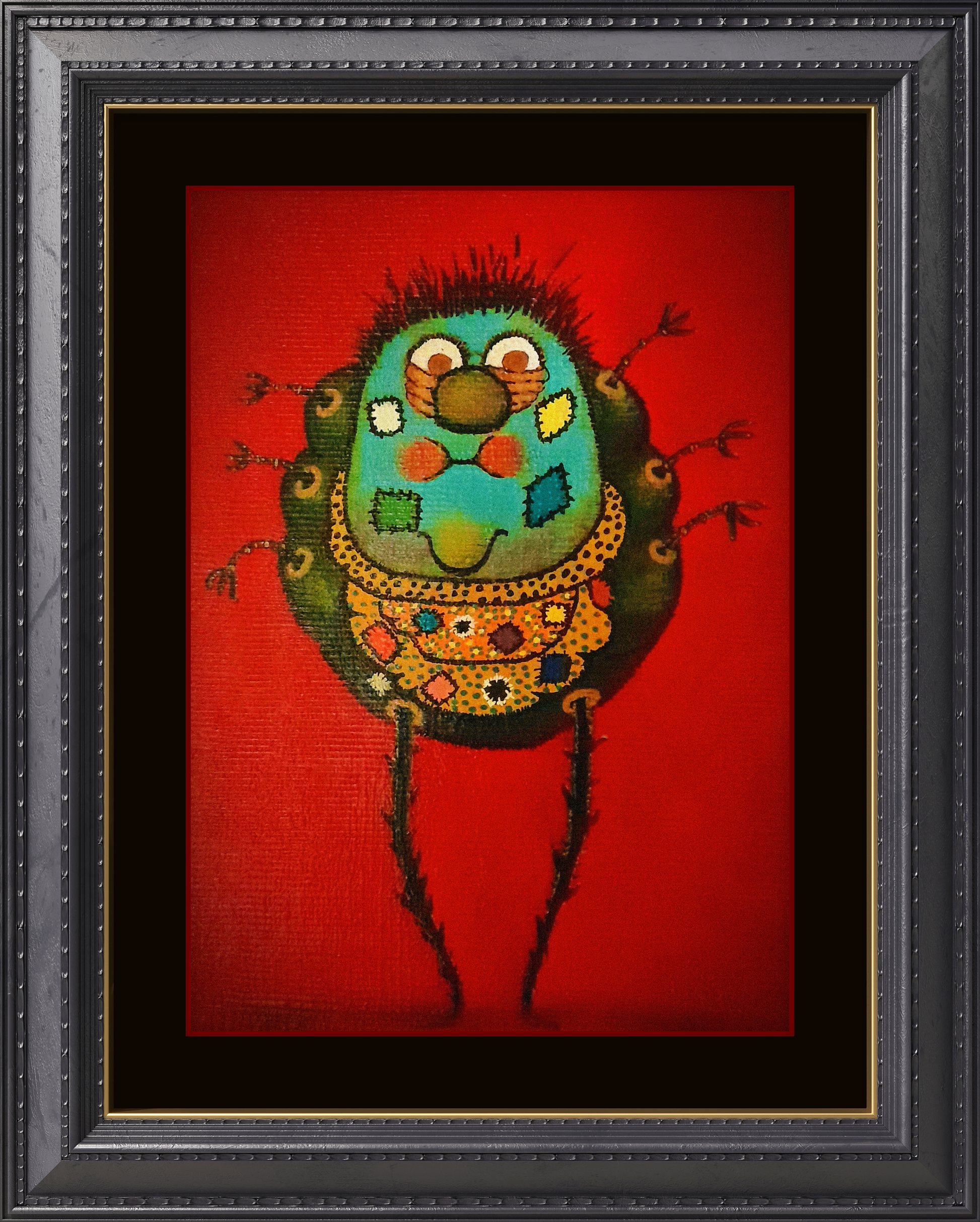 Bay Hoş Böcek Tablo El Yapımı Ahşap Üzerine Akrilik Duvar Dekoru