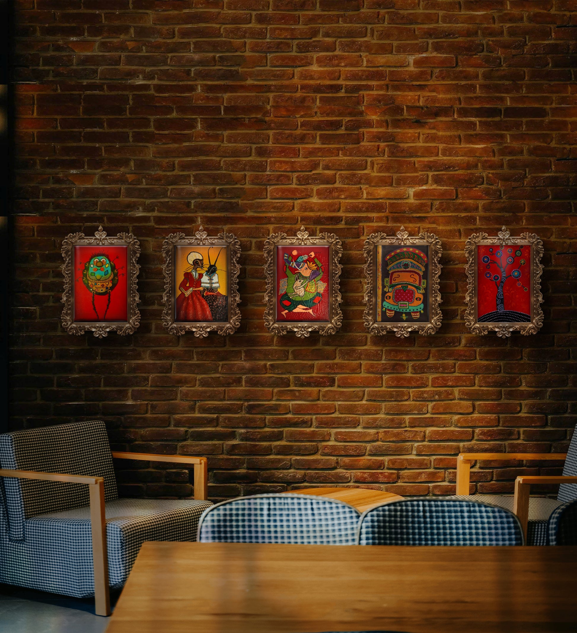 Bay Hoş Böcek Tablo El Yapımı Ahşap Üzerine Akrilik Duvar Dekoru