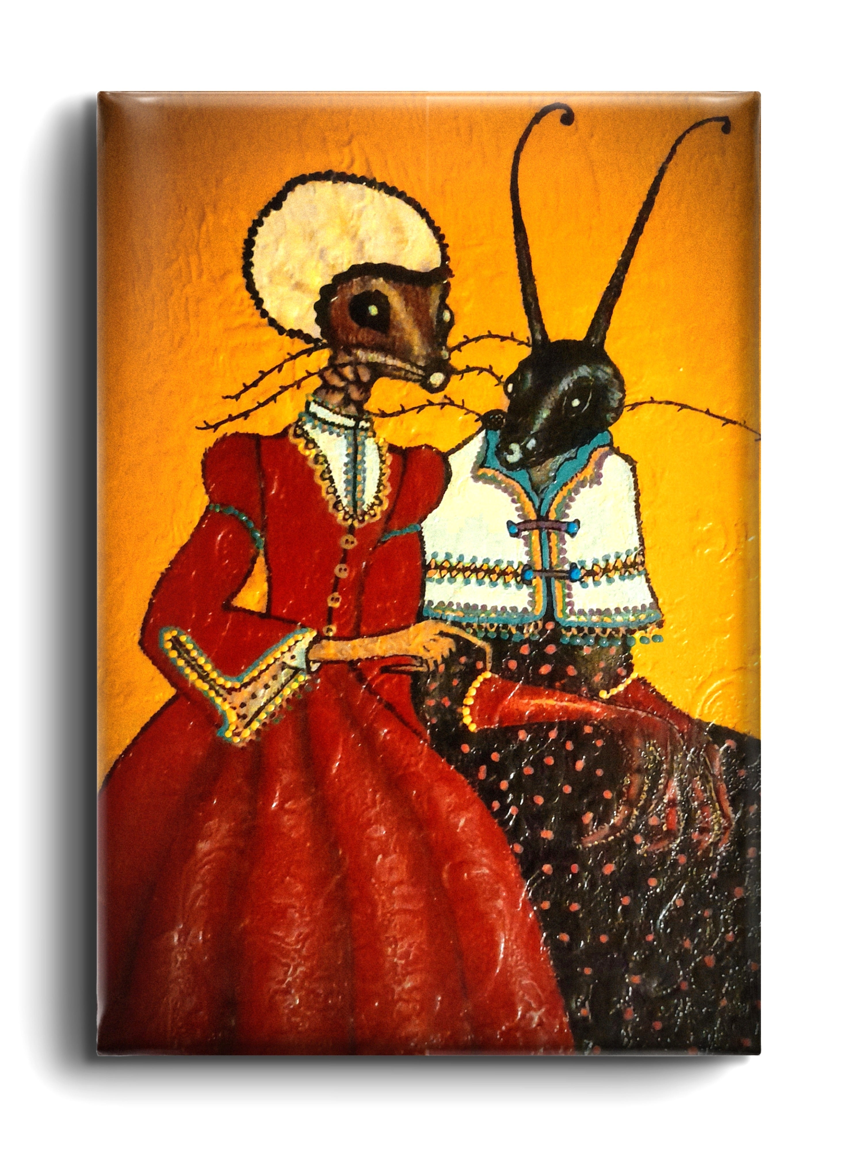 Bay Ve Bayan Böcek Tablo El Yapımı Ahşap Üzerine Akrilik Duvar Dekoru