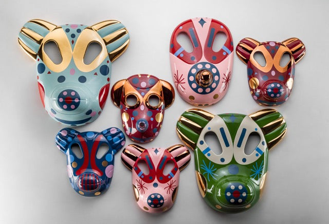 Bear Mask Hayon Parlak Bordo Dekoratif Obje