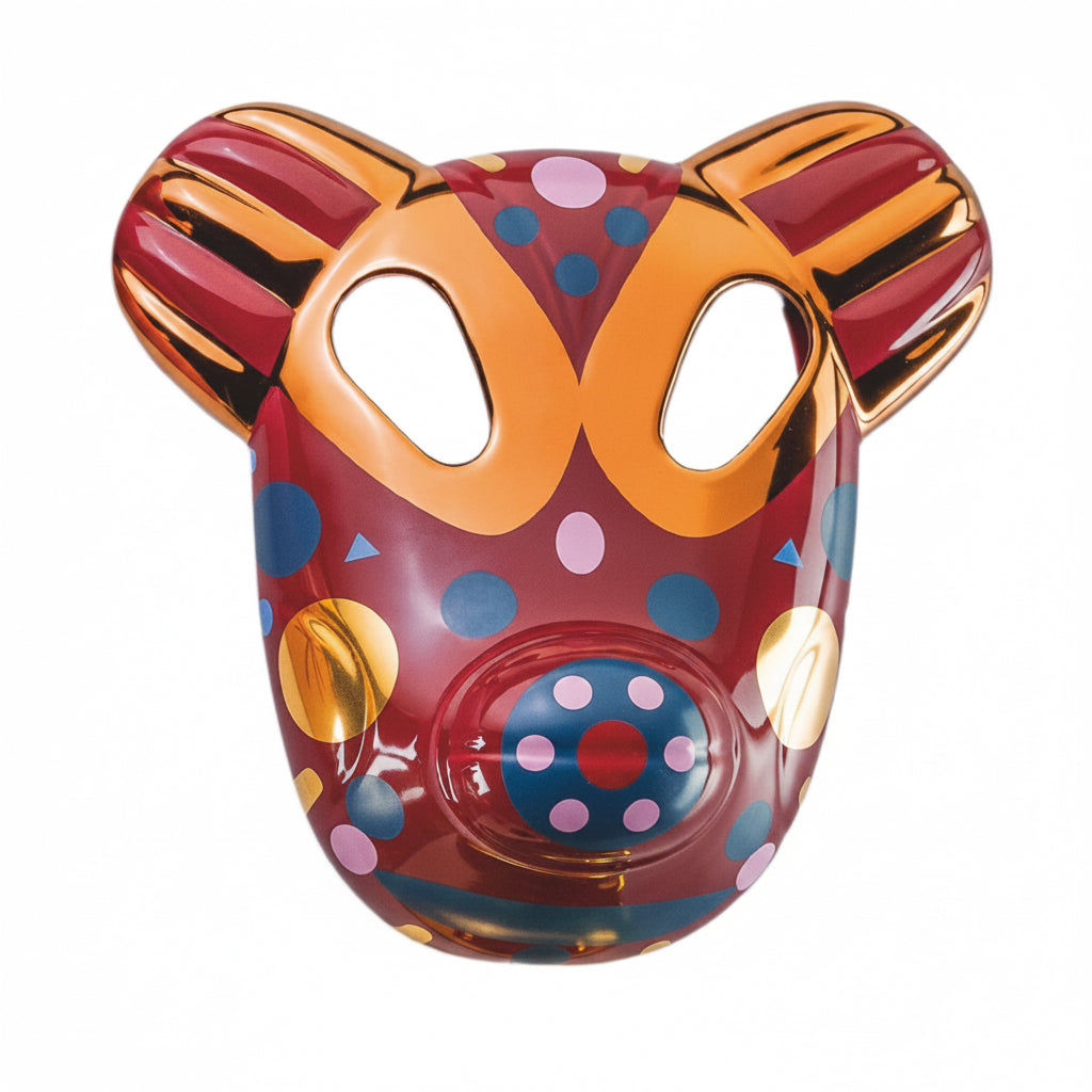 Bear Mask Hayon Parlak Bordo Dekoratif Obje