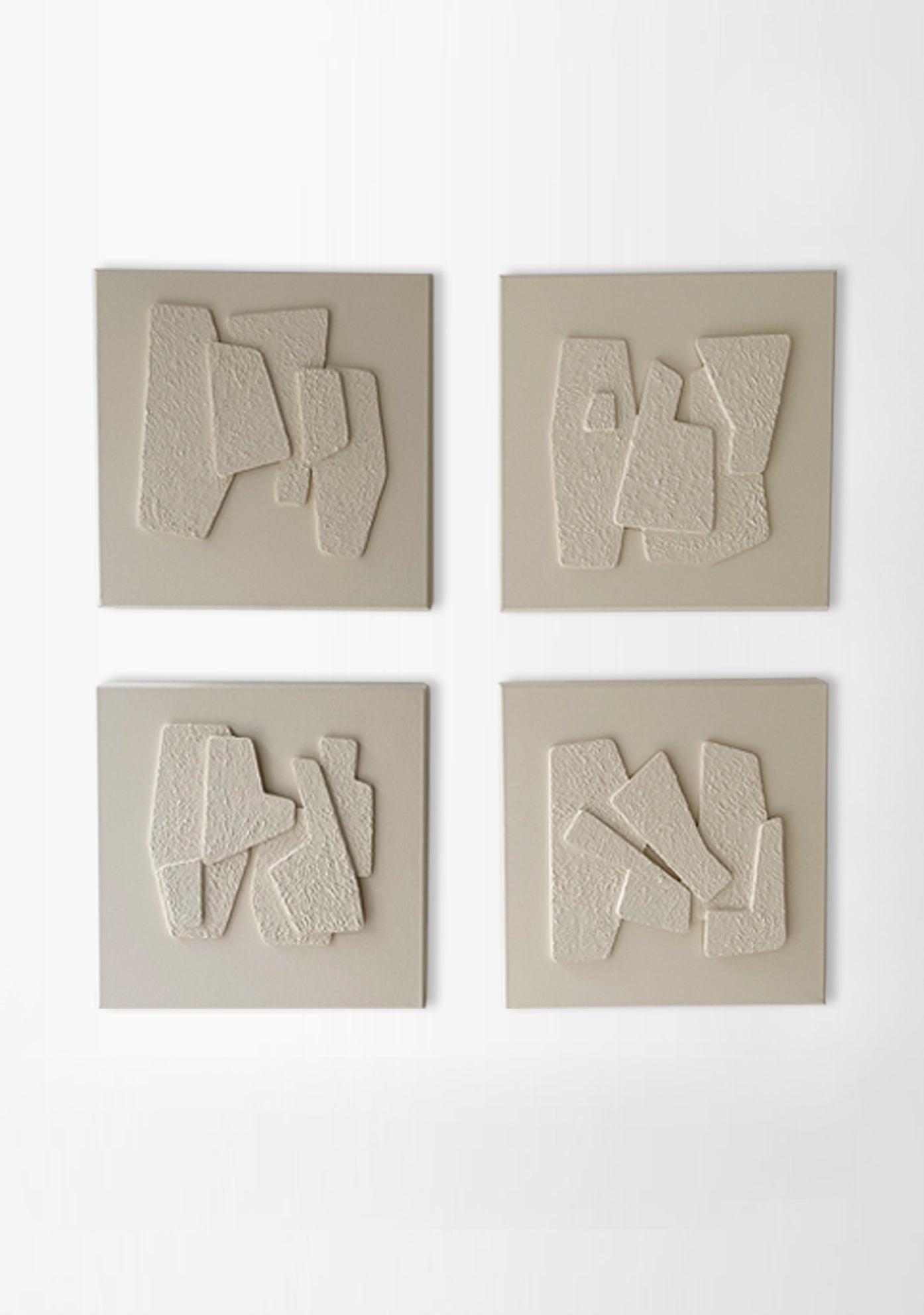 Beige Akrilik El Yapımı 4'lü Tablo 40x40 Cm