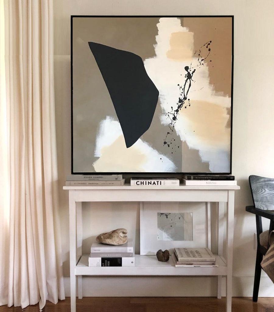 Beige And Black Akrilik El Yapımı Tablo