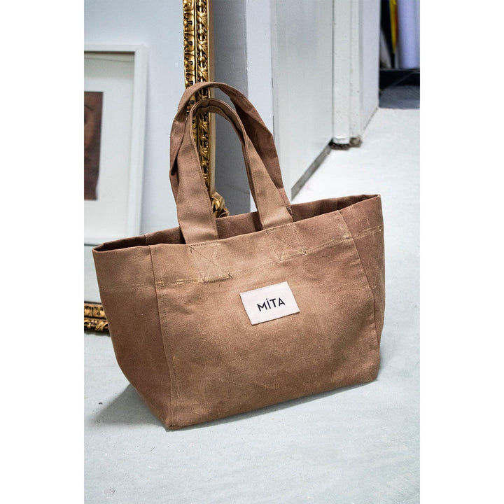 Bej Rengi Canvas Tote Bag-Mita Concept-nowshopfun