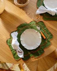 Belmonte Amerikan Servis & Peçete Seti-Amerikan Servis-Mariaida Home-Yeşil/Kiremit-NowShopFun