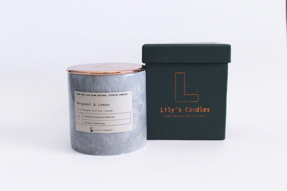 Bergamut & Limon Mermer Serisi %100 Doğal Mum-Lily's Candles-nowshopfun