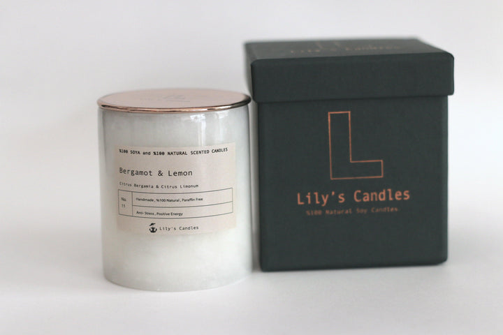 Bergamut & Limon Mermer Serisi %100 Doğal Mum-Lily's Candles-nowshopfun