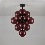Berry Cluster Siyah Metal Gövde Renkli Cam Avize-Avize-Life Aydınlatma-BORDO CAM-NowShopFun