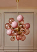 Berry Renkli Camlı Pearl Avize