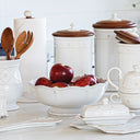 Berry & Thread Ayaklı Beyaz Eskitme Seramik Meyve Kasesi