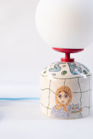 Besties El Çizimi Seramik Masa Lambası-Masa Lambası-Maku Ceramic-NowShopFun