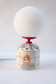 Besties El Çizimi Seramik Masa Lambası-Masa Lambası-Maku Ceramic-NowShopFun